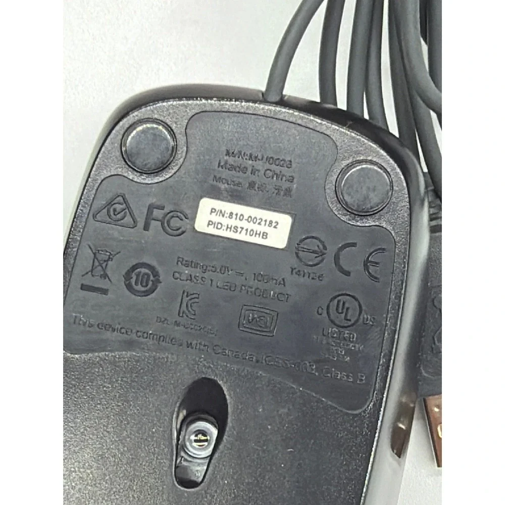 Logitech M-U0026 Wired USB Optical‎ Mouse Black Gray 810-002182 HS710HB
